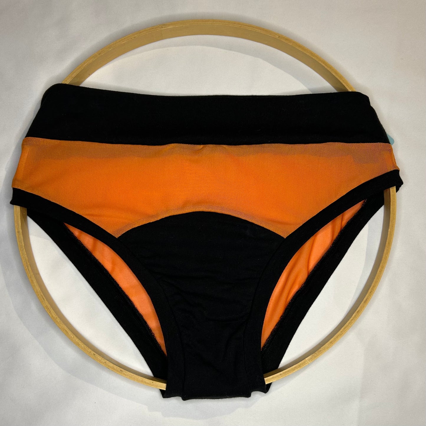 Orange Mesh| Black : Bikini Mid Rise Bamboo Undies
