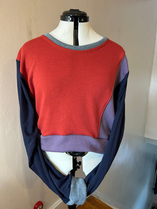 Cropped Crew Neck Fleece Sweater
