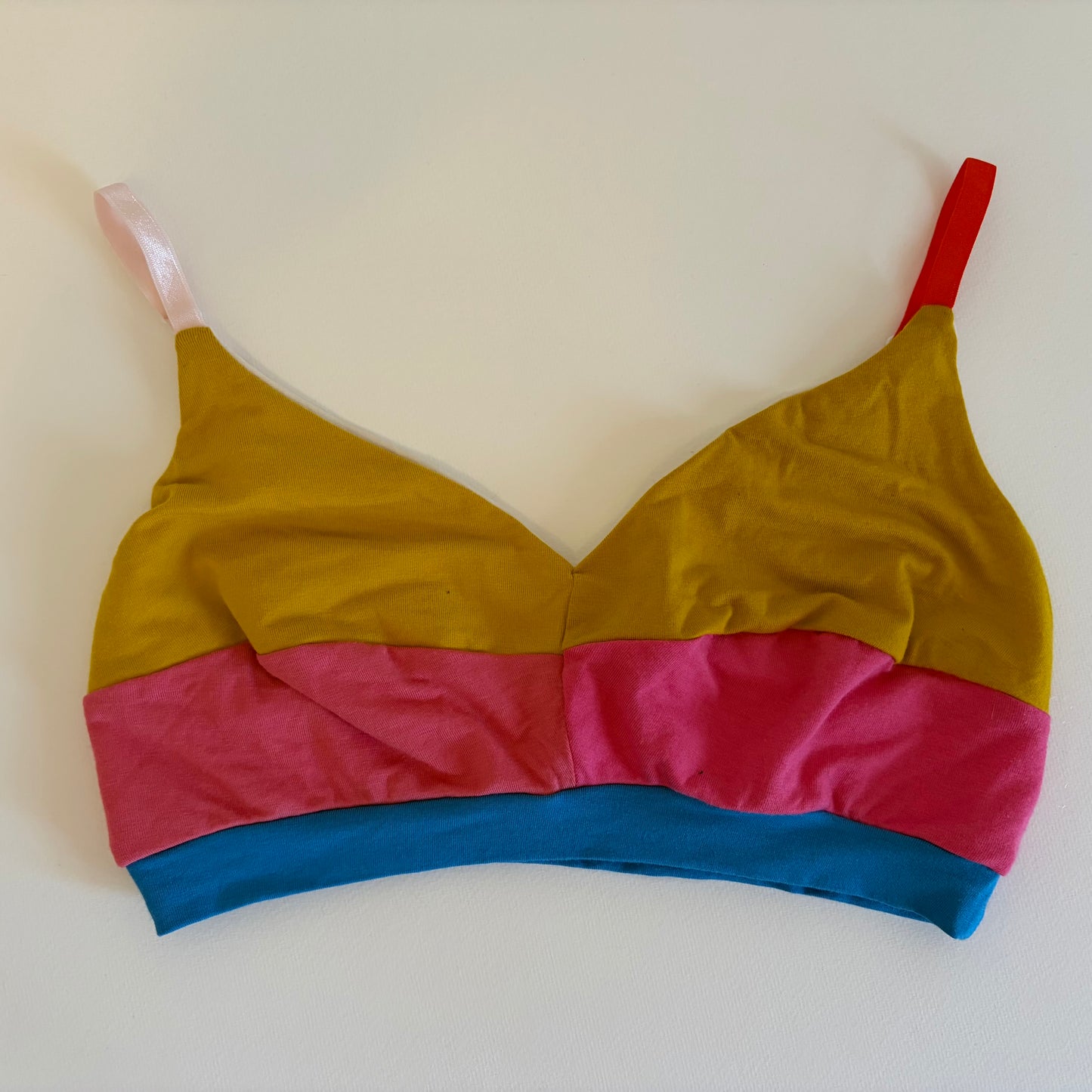 Scrappy Strappy Bamboo Bralette| Pink & Yellow