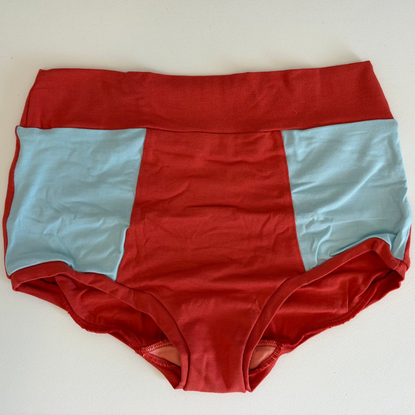 Coral | Ice Blue : Bamboo High Waisted Undies