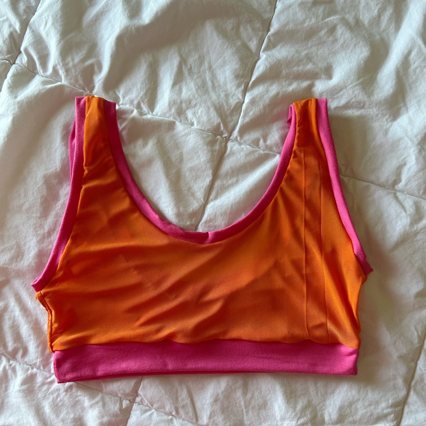 Hot Pink| Orange Mesh: Bamboo Lounge Top