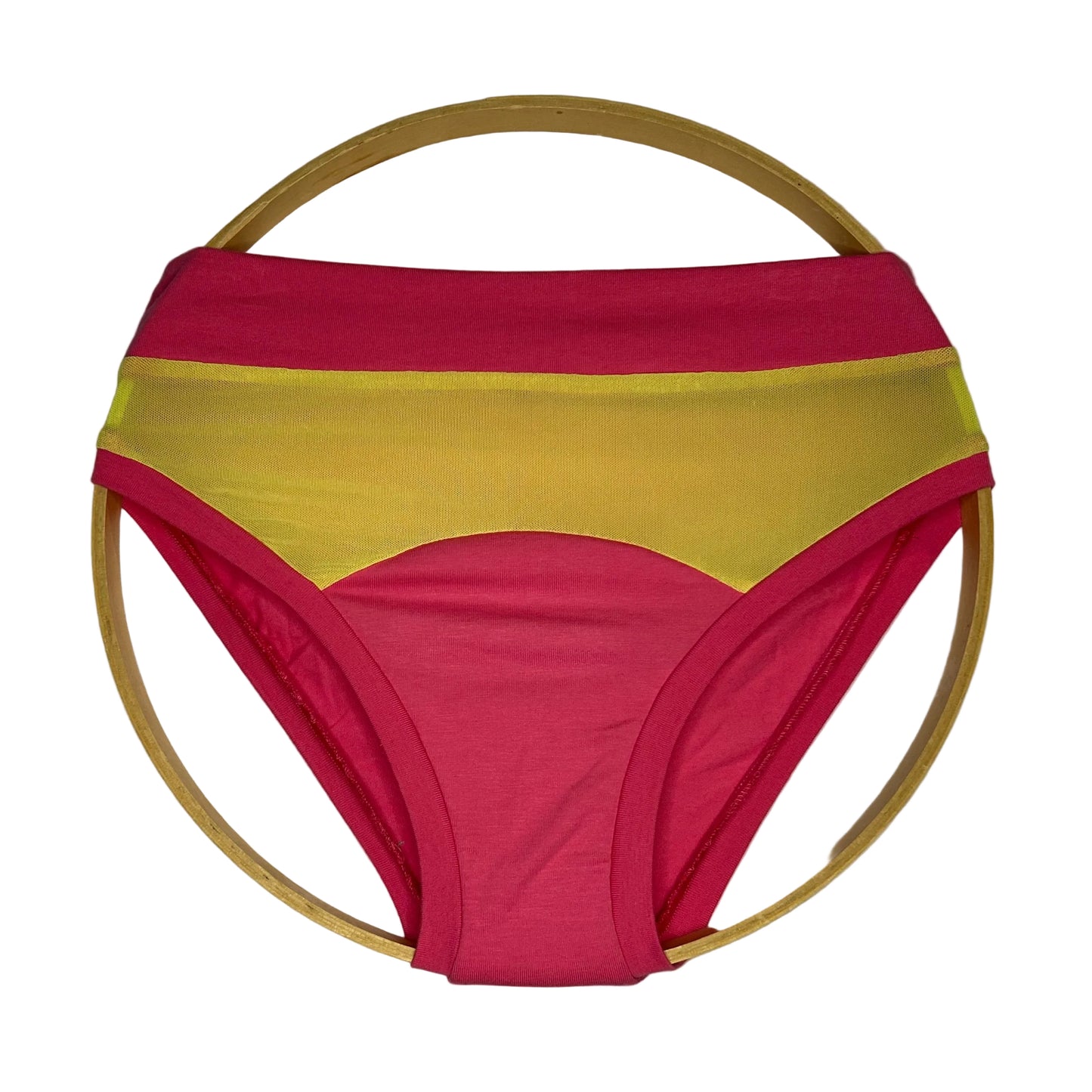 Neon Mesh| Hot Pink: Bikini Mid Rise Bamboo Undies