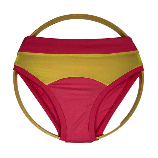 Neon Mesh| Hot Pink: Bikini Mid Rise Bamboo Undies