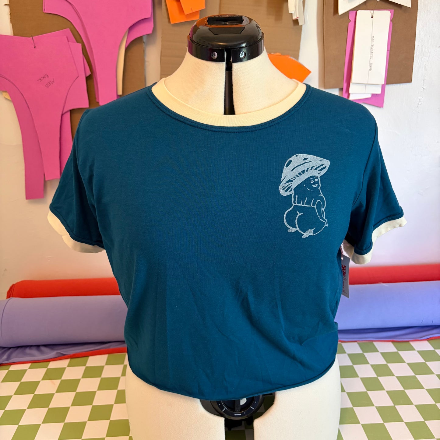 Bamboo Boxy Crop: Sea Blue Booty Shroom