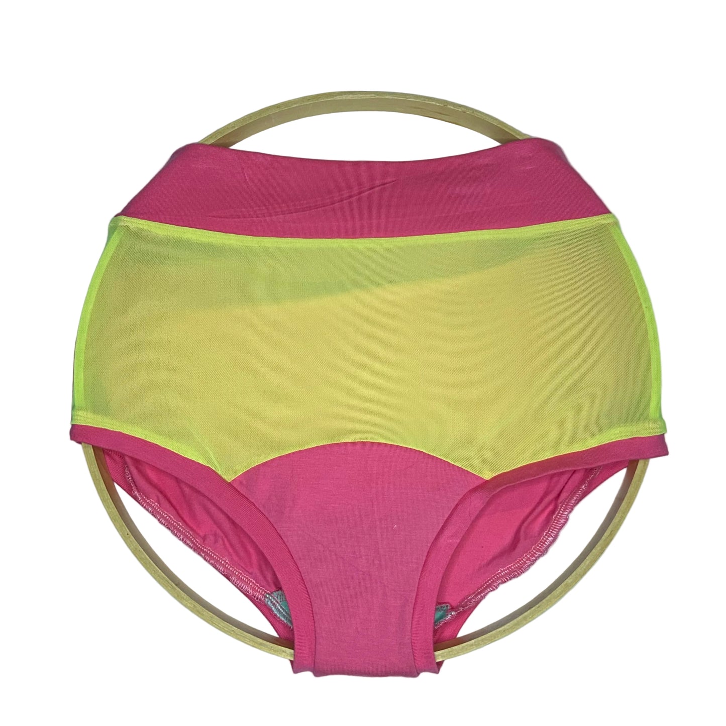 Hot Pink | Neon Yellow Mesh: Bamboo High Waisted Undies