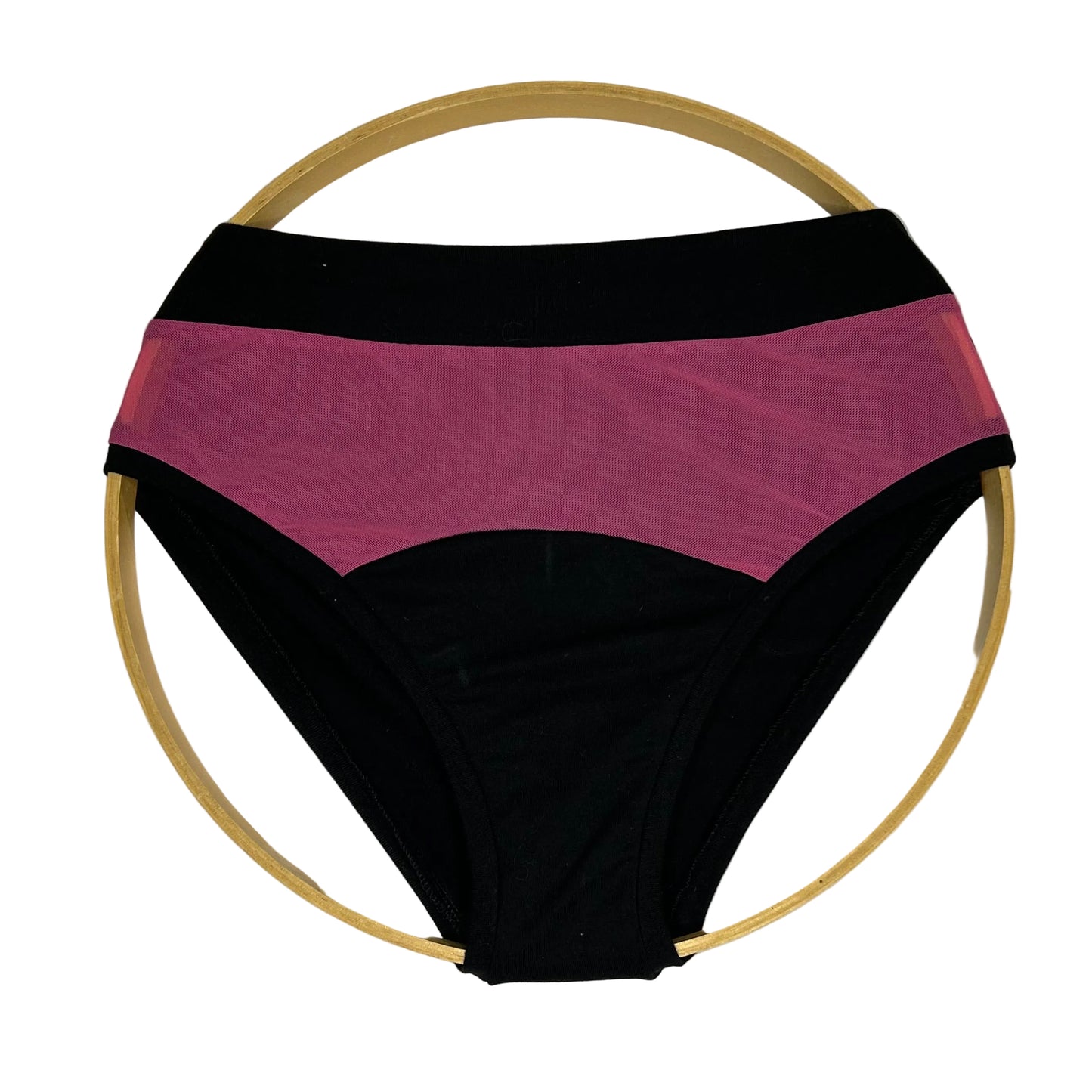 Pink Mesh| Black: Bikini Mid Rise Bamboo Undies
