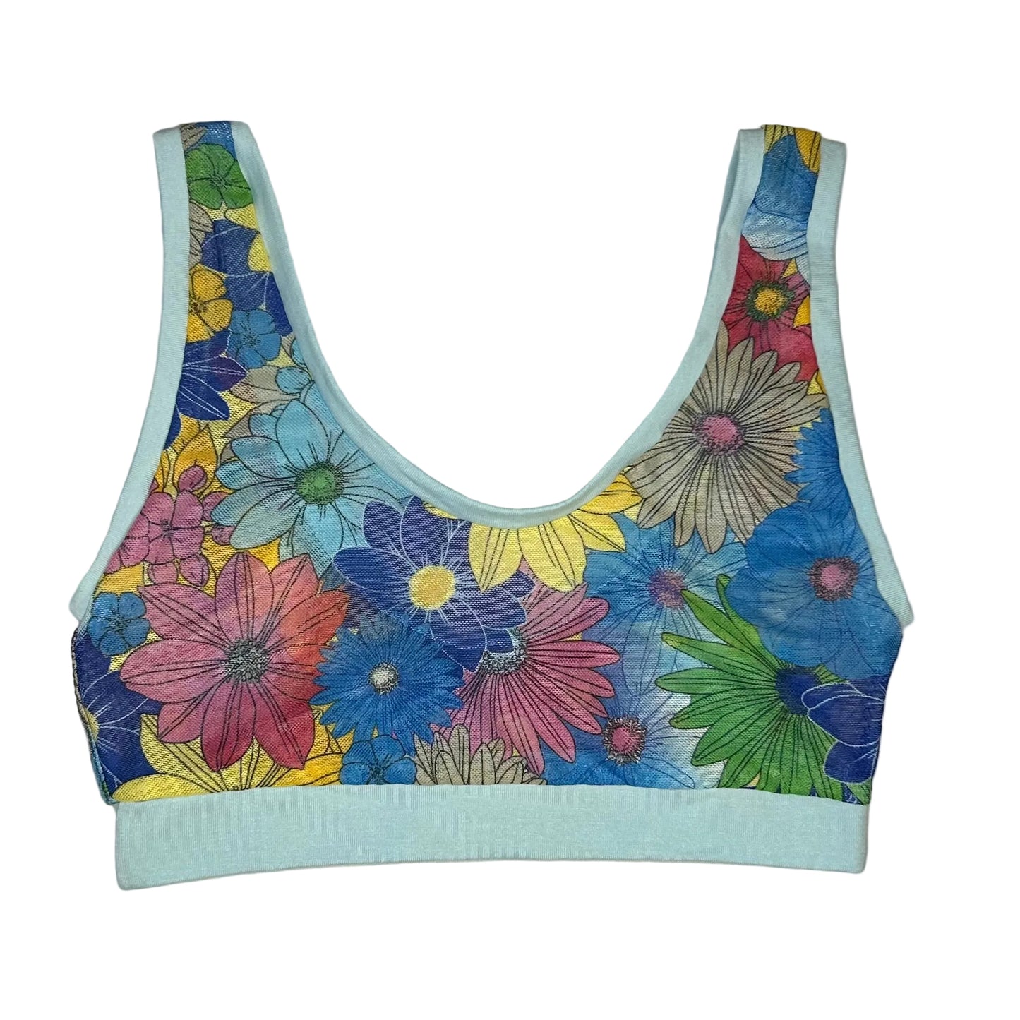 Blue Floral Mesh| Powder Blue: Bamboo Lounge Top