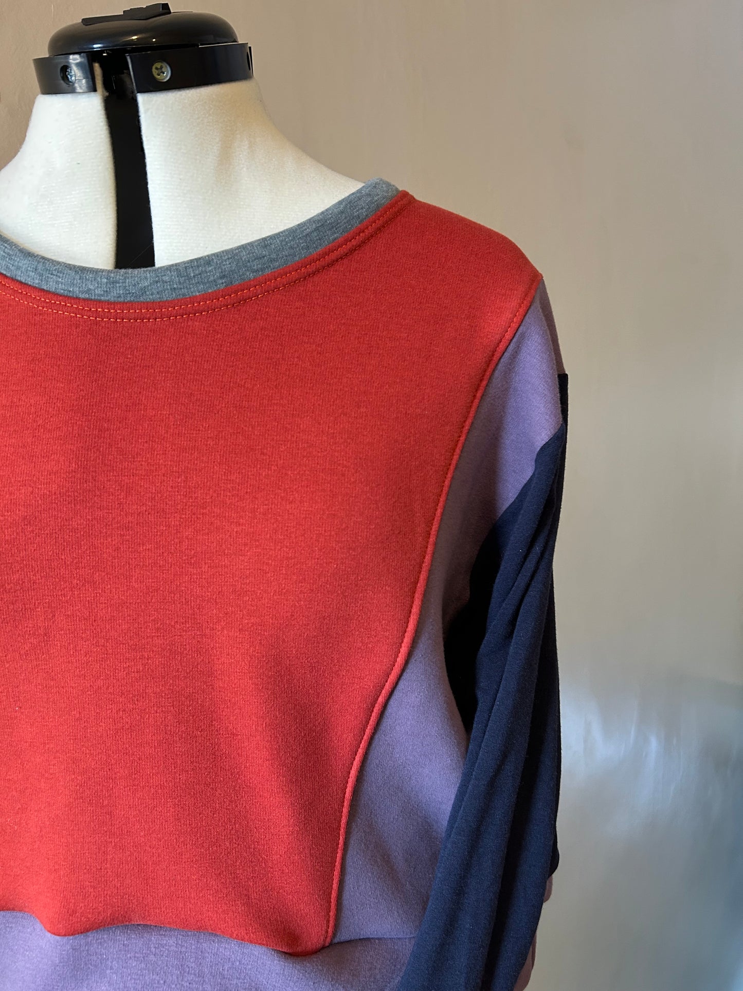 Cropped Crew Neck Fleece Sweater