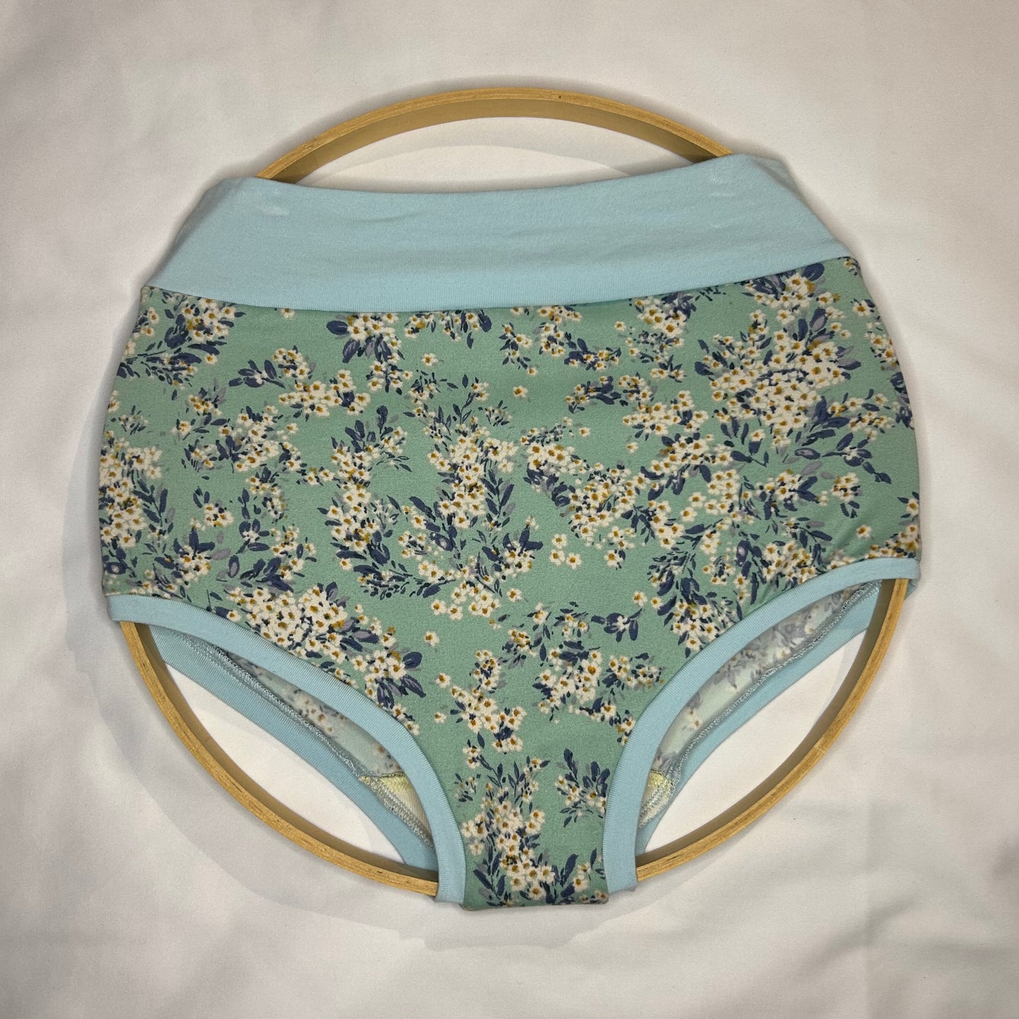 Floral|Powder Blue : Bamboo High Waisted Undies