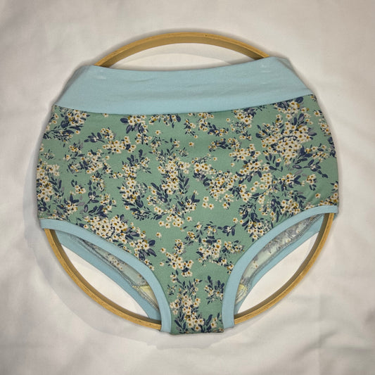 Floral|Powder Blue : Bamboo High Waisted Undies