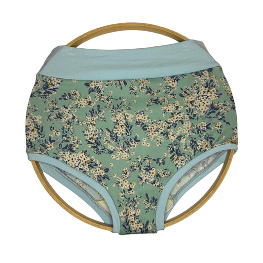 Floral|Powder Blue : Bamboo High Waisted Undies