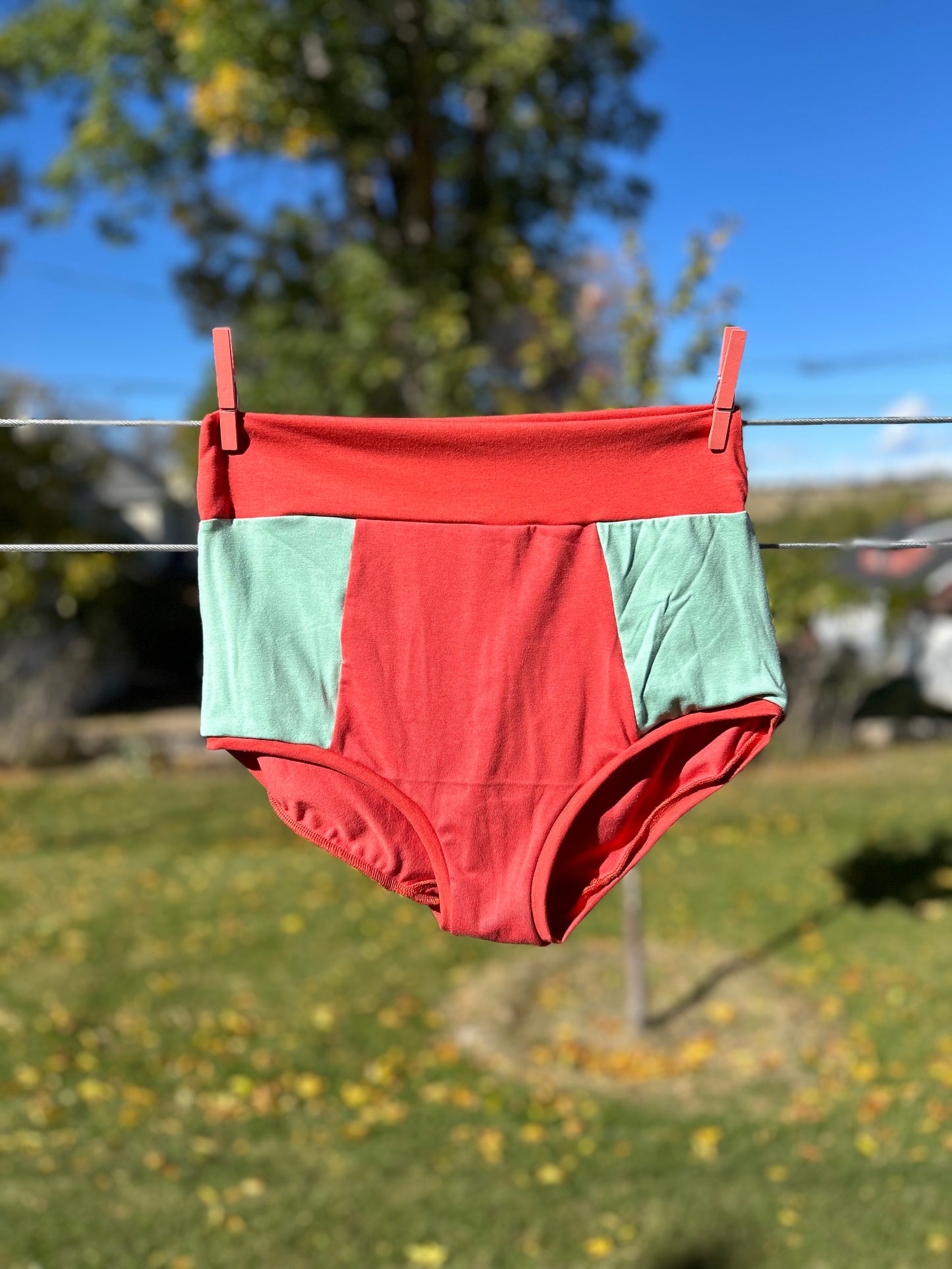 Scrappy Panties-  Coral/Mint XL