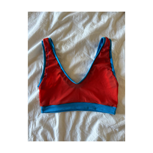 Red & Blue: Mesh & Bamboo Lounge Top