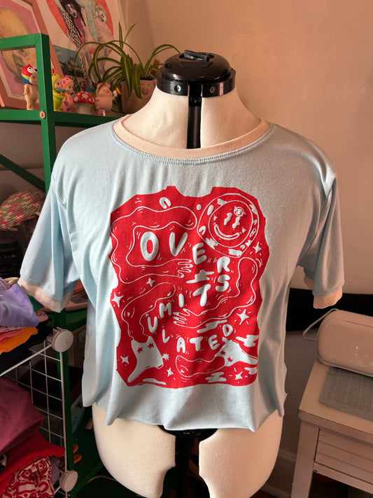 Bamboo Boxy Crop: Powder Blue OVERSTIMULATED