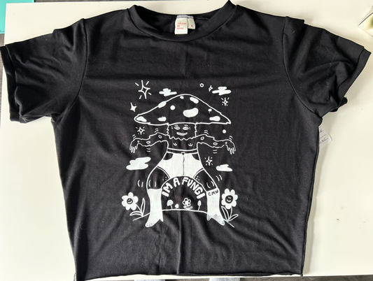 Bamboo Crop: Black Fungi - Fitted Style