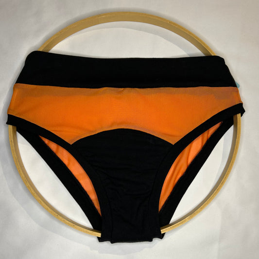 Orange Mesh| Black : Bikini Mid Rise Bamboo Undies