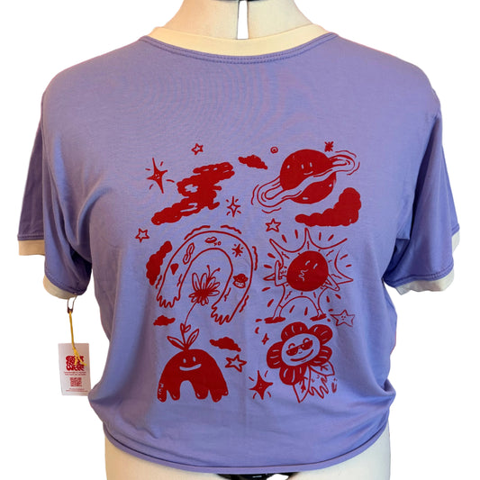 Pansy Doodles | Bamboo Cotton Crop Top