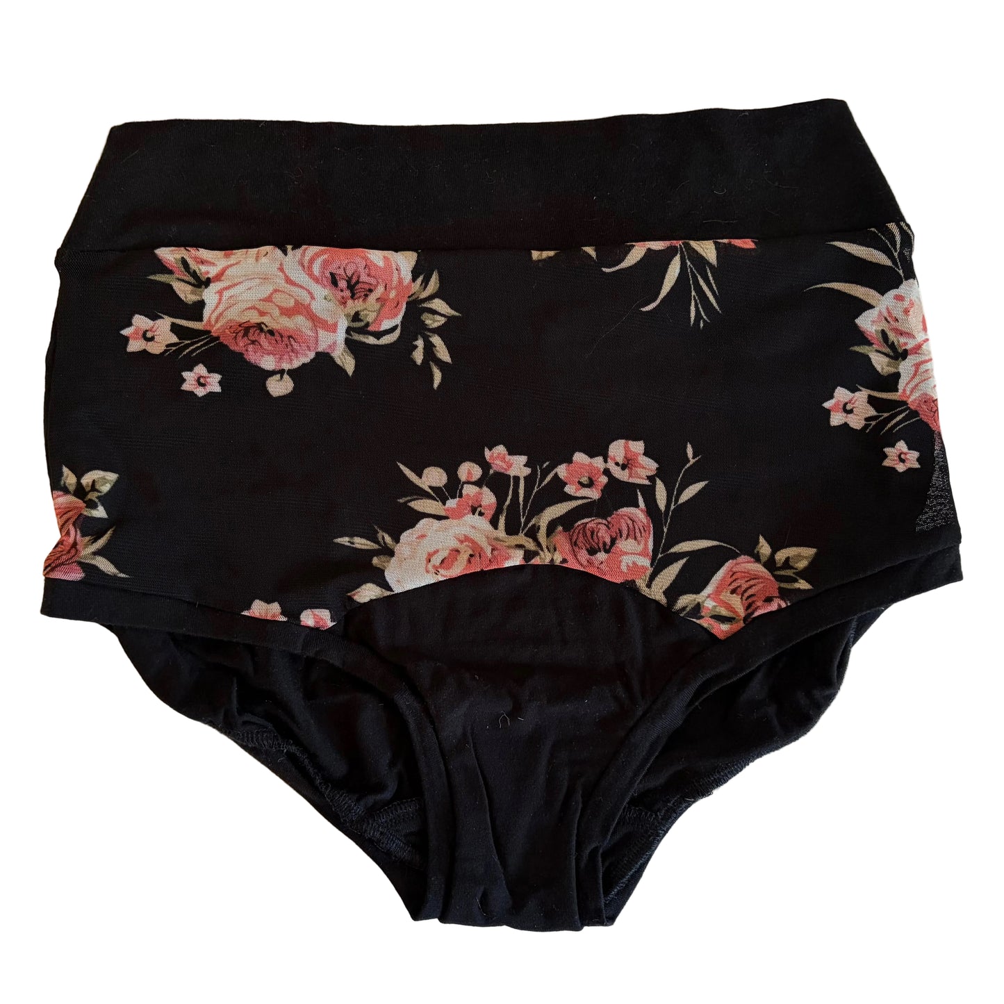 Black & Floral Mesh : Bamboo High Waisted Undies