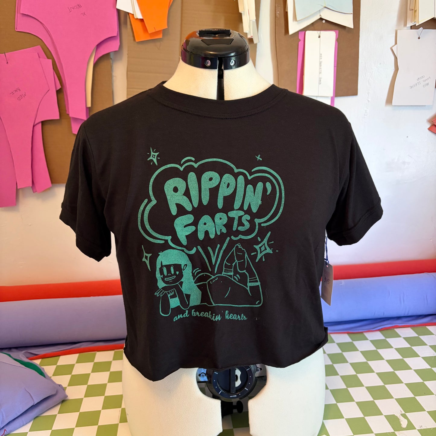 Bamboo Boxy Crop: Black Rippin’ Farts