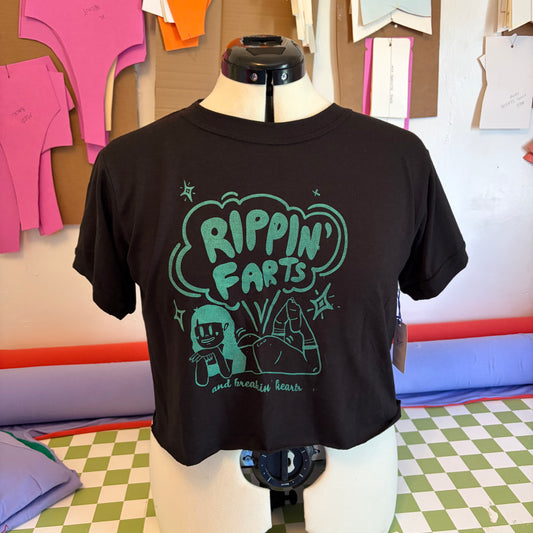 Bamboo Boxy Crop: Black Rippin’ Farts