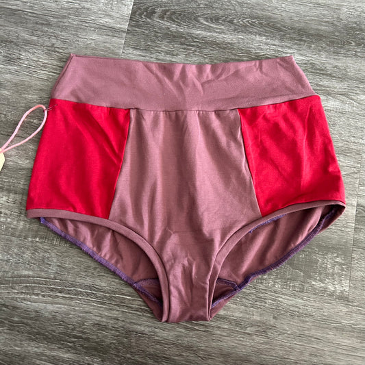 XL Bamboo High Waisted Bottoms Mauve/Red- RTS