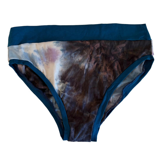 Sea Blue Tye Dye: Bikini Mid Rise Bamboo Undies