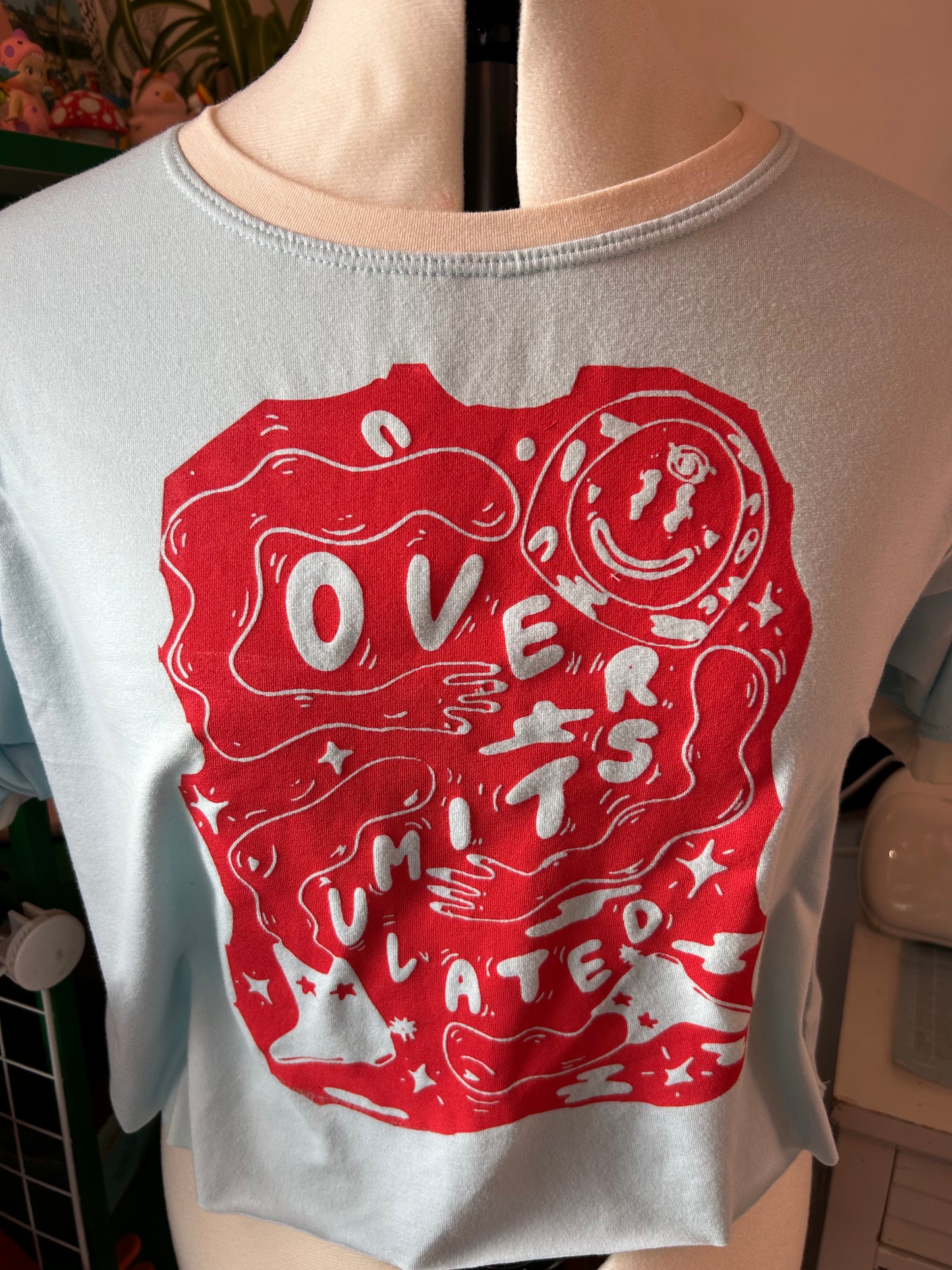 Bamboo Boxy Crop: Powder Blue OVERSTIMULATED