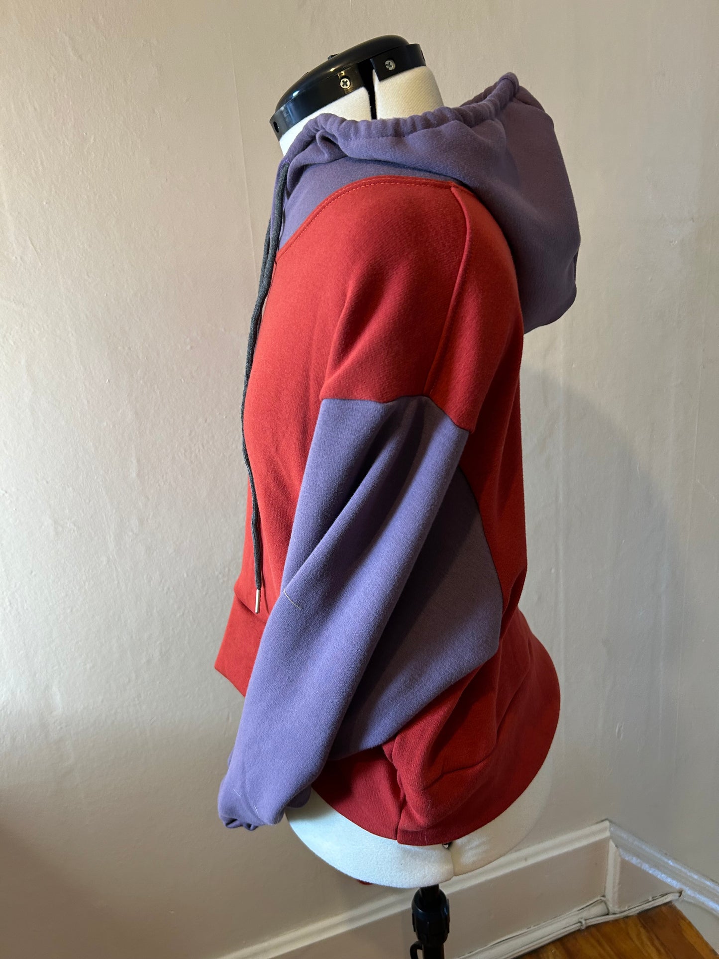 Red/Purple Cropped Fleece Hoodie