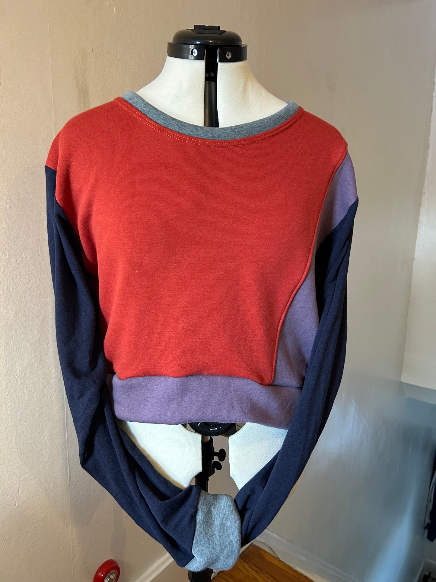 Cropped Crew Neck Fleece Sweater