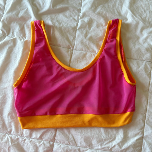 Sunburst| Pink Mesh: Bamboo Lounge Top