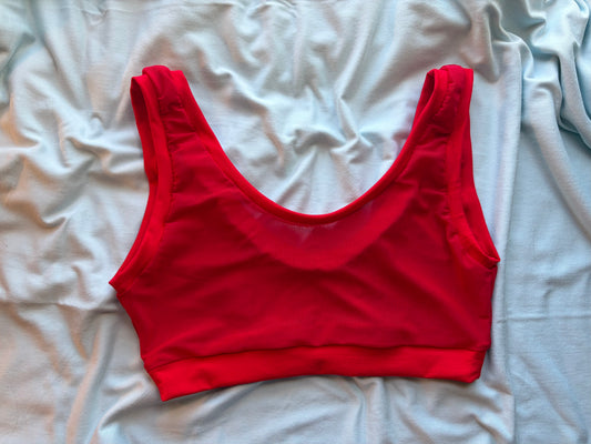 Red Mesh: Bamboo Lounge Top