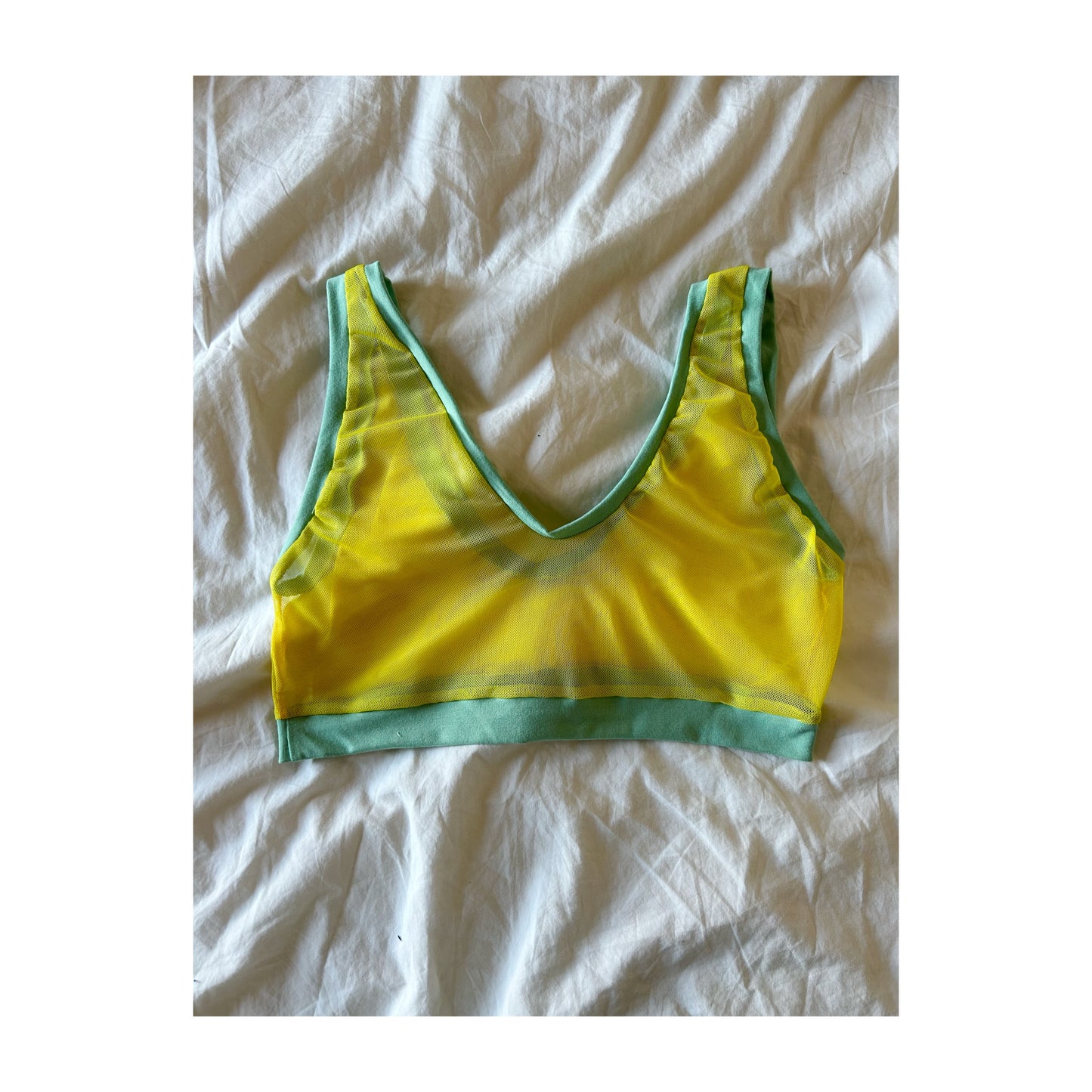 Yellow & Mint: Mesh & Bamboo Lounge Top