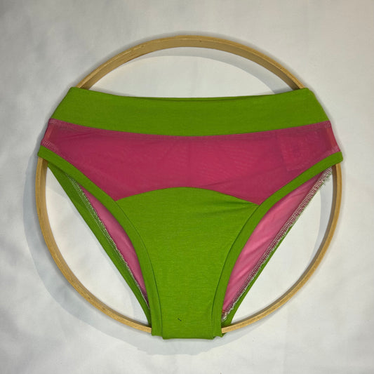 Pink Mesh| Green: Bikini Mid Rise Bamboo Undies