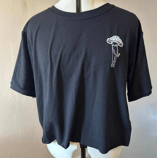 Black Mushroom Guy | Bamboo Cotton Crop Top