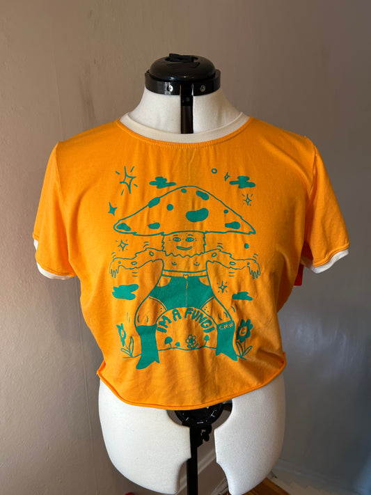 Bamboo Crop: Orange Fungi - Fitted Style