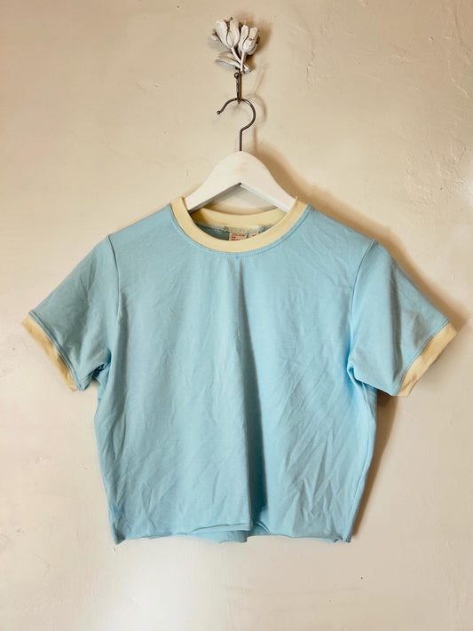 Powder Blue Bamboo Crop - Fitted Style