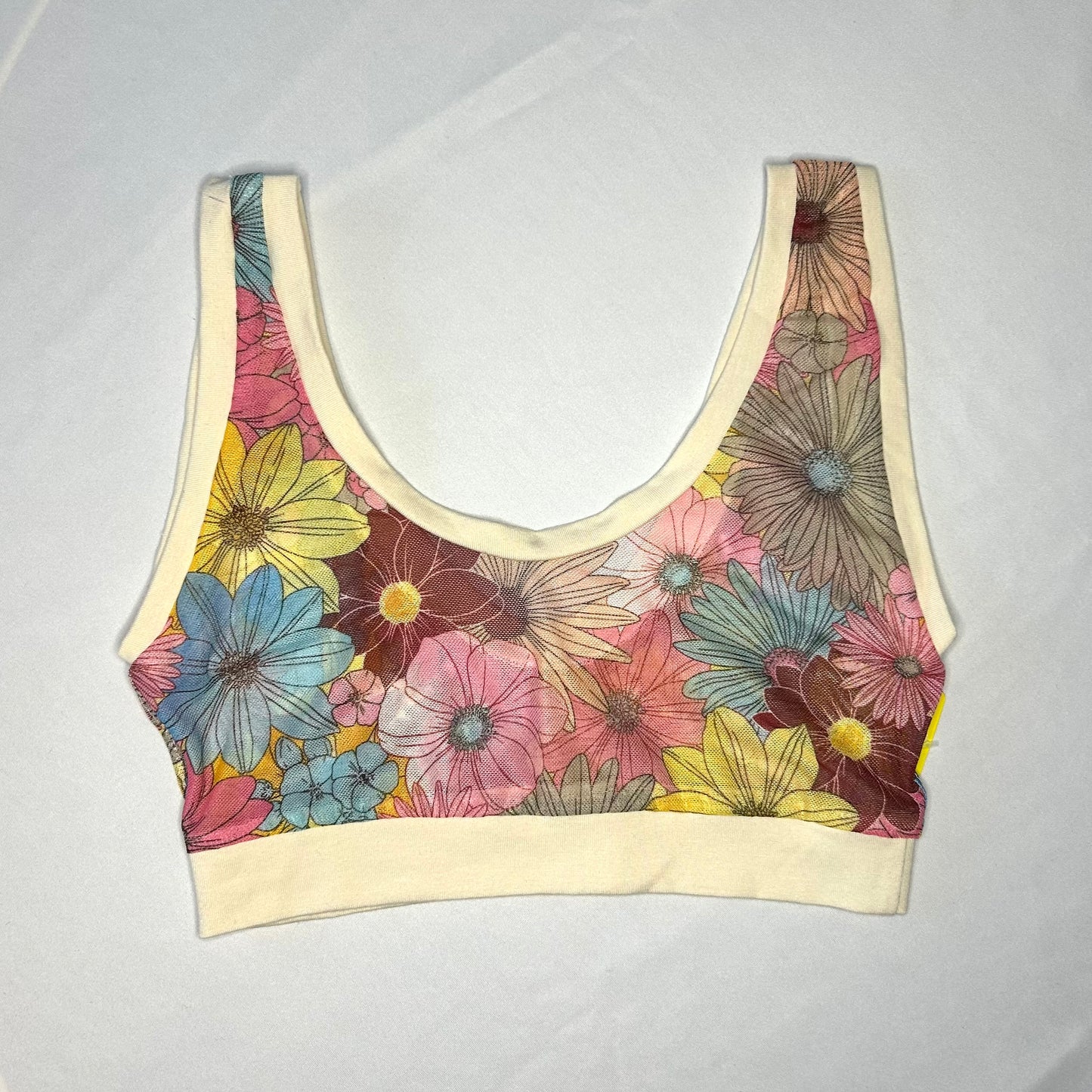 Pink Floral Mesh| Natural: Bamboo Lounge Top