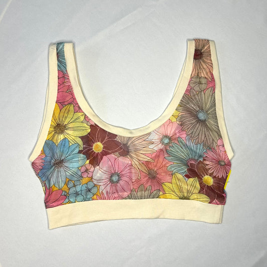 Pink Floral Mesh| Natural: Bamboo Lounge Top