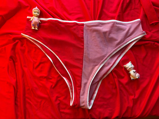 Pink & Red Mesh: Bikini Mid Rise