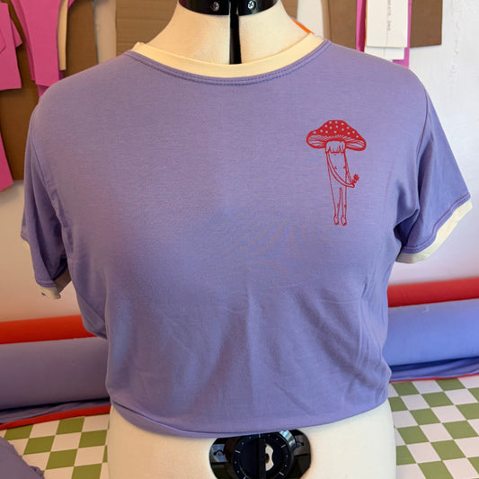 Pansy Mushroom Guy | Bamboo Cotton Crop Top