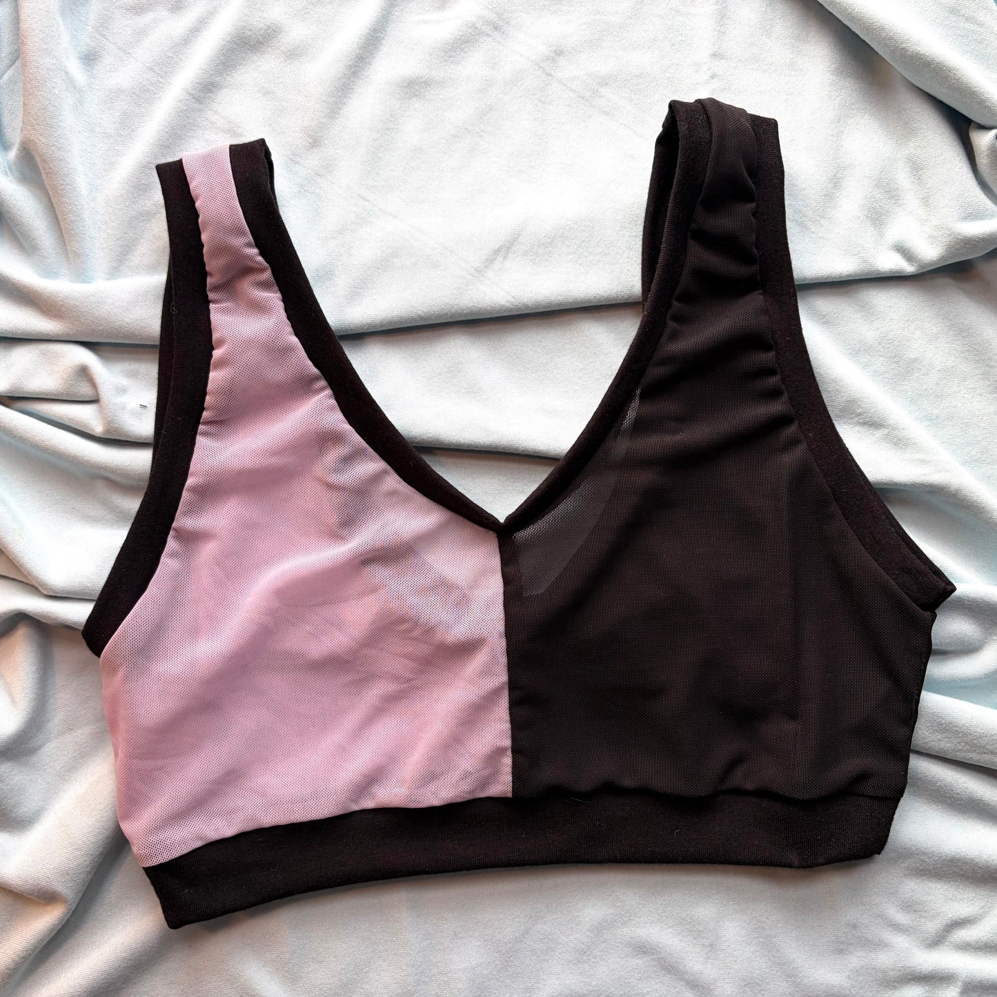 Black & Lilac Mesh: Bamboo Lounge Top