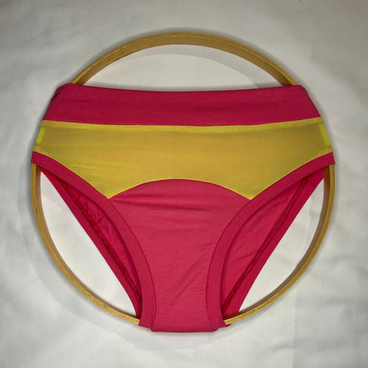 Neon Mesh| Hot Pink: Bikini Mid Rise Bamboo Undies