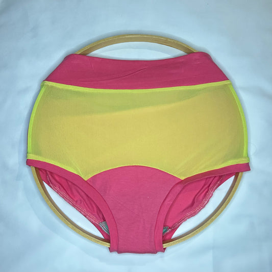 Hot Pink | Neon Yellow Mesh: Bamboo High Waisted Undies