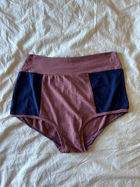 XL Bamboo High Waisted Bottoms Mauve/Blue- RTS