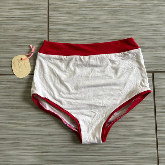 MED Bamboo High Waisted Lounge Bottoms White/Red- RTS