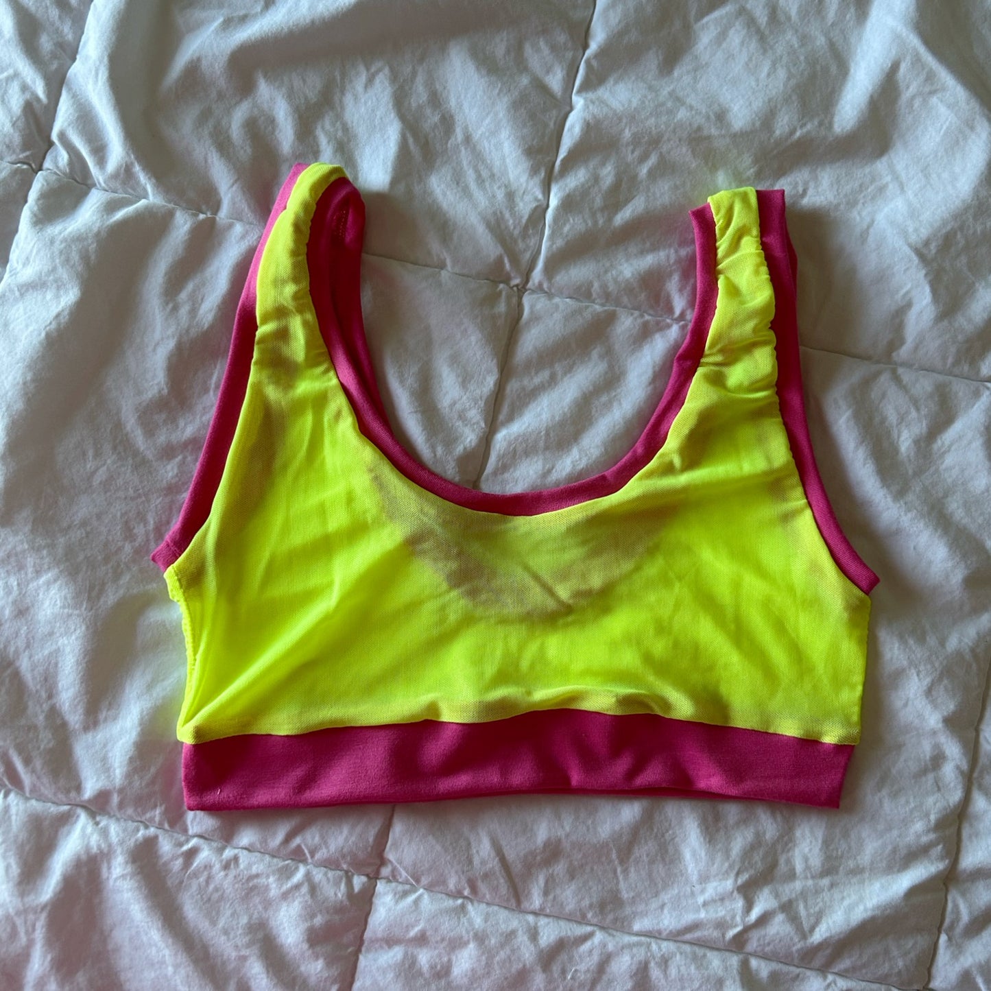 Hot Pink| Neon Yellow Mesh: Bamboo Lounge Top