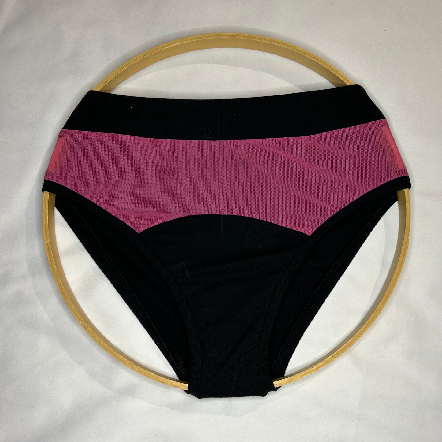 Pink Mesh| Black: Bikini Mid Rise Bamboo Undies