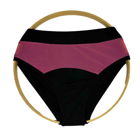 Pink Mesh| Black: Bikini Mid Rise Bamboo Undies