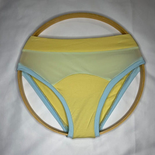Mint Mesh| Sunshine/ Powder Blue: Bikini Mid Rise Bamboo Undies