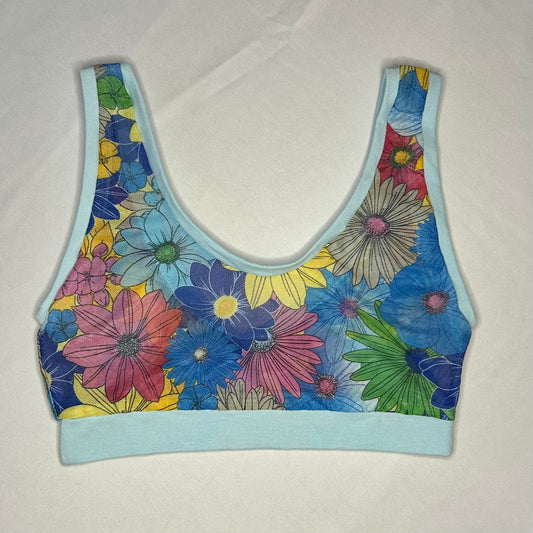 Blue Floral Mesh| Powder Blue: Bamboo Lounge Top